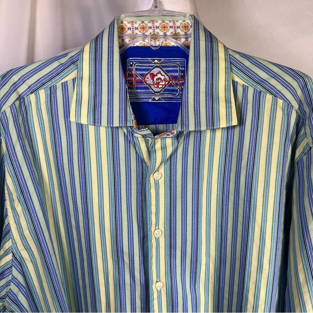 Robert Graham Men’s‎ Striped Flip Cuff Long Sleeve Button Down Shirt 2XL